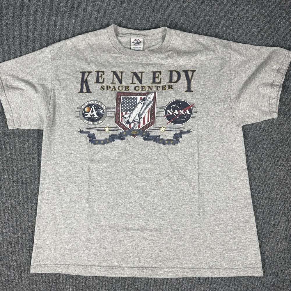 Vintage 90s NASA Kennedy Space Center Apollo Space Shuttle T-Shirt Heather Grey